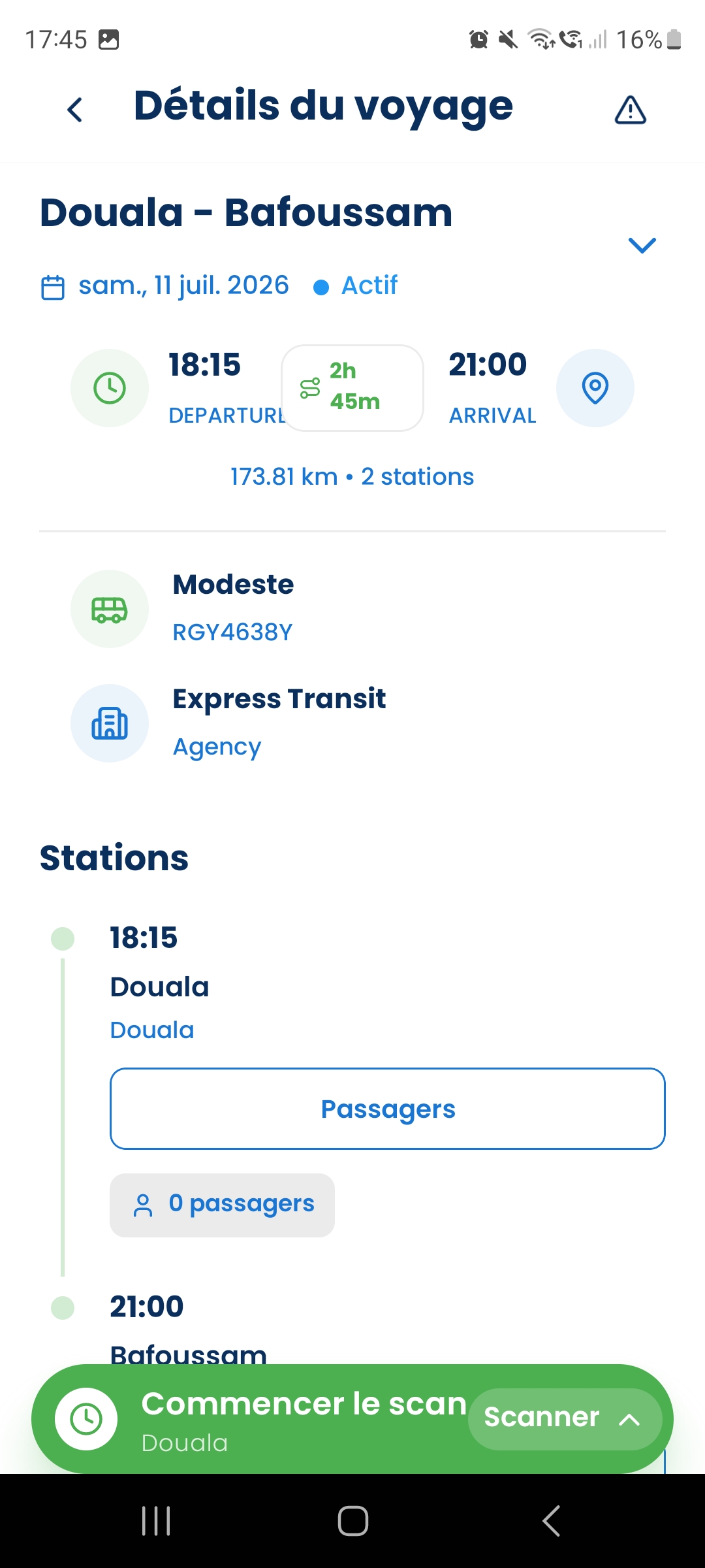 App ViaGo Driver — Détails voyage