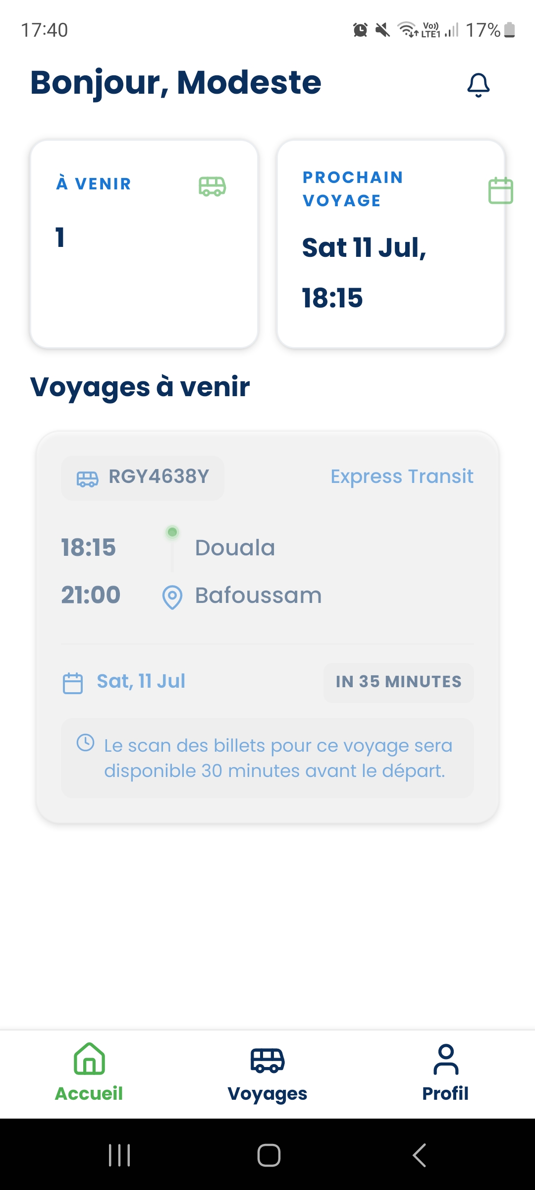 App ViaGo Driver — Accueil