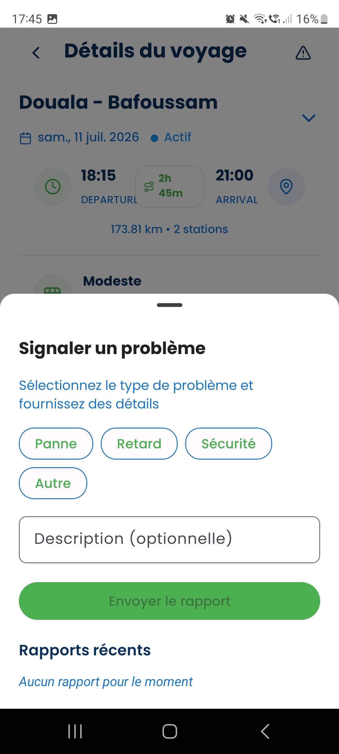 App ViaGo Driver — Signaler problème