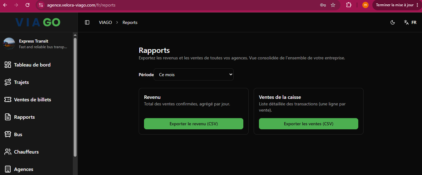 Rapports ViaGo
